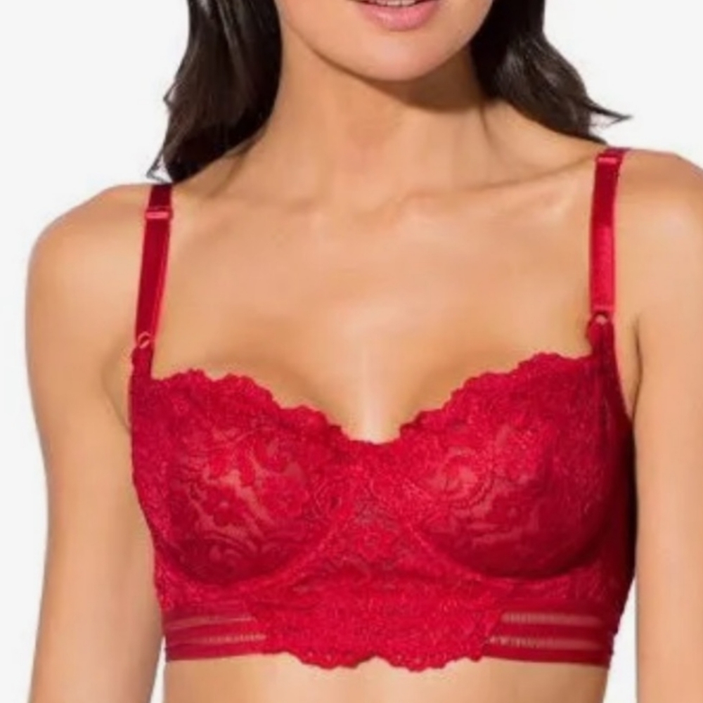 SMART & SEXY Red Lace Underwire Bra NWT Size 36DDD